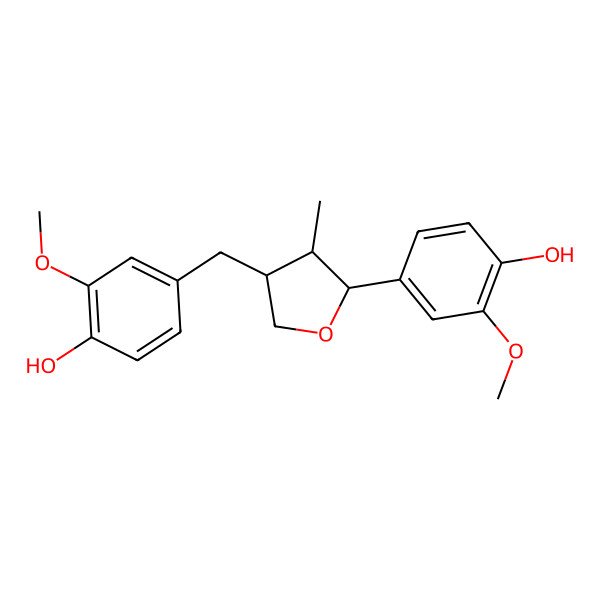 2D Structure of 2beta-(4-Hydroxy-3-methoxyphenyl)-3alpha-methyl-4alpha-(4-hydroxy-3-methoxybenzyl)tetrahydrofuran 2D Structure of 2beta-(4-Hydroxy-3-methoxyphenyl)-3alpha-methyl-4alpha-(4-hydroxy-3-methoxybenzyl)tetrahydrofuran