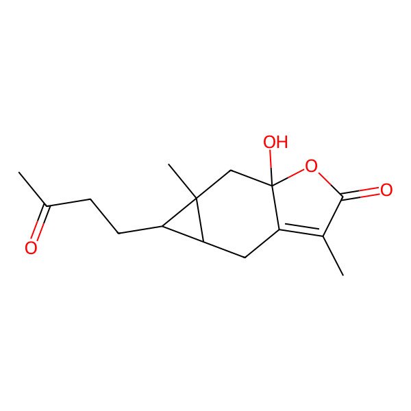 2D Structure of (4aR,5R,5aS,6aR)-6a-hydroxy-3,5a-dimethyl-5-(3-oxobutyl)-4,4a,5,6-tetrahydrocyclopropa[f][1]benzofuran-2-one