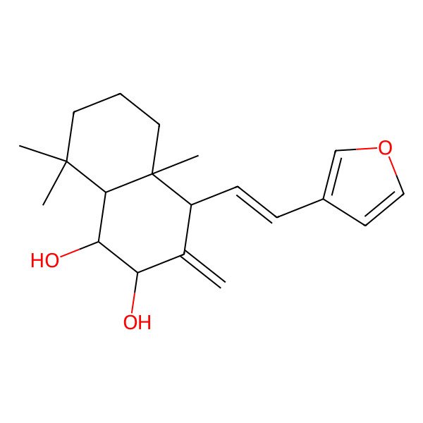2D Structure of (4R,4aR)-4-[(Z)-2-(furan-3-yl)ethenyl]-4a,8,8-trimethyl-3-methylidene-2,4,5,6,7,8a-hexahydro-1H-naphthalene-1,2-diol