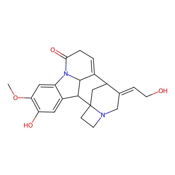 2D Structure of (14Z)-4-hydroxy-14-(2-hydroxyethylidene)-5-methoxy-8,16-diazahexacyclo[10.7.1.113,19.02,7.08,20.016,19]henicosa-2,4,6,11-tetraen-9-one