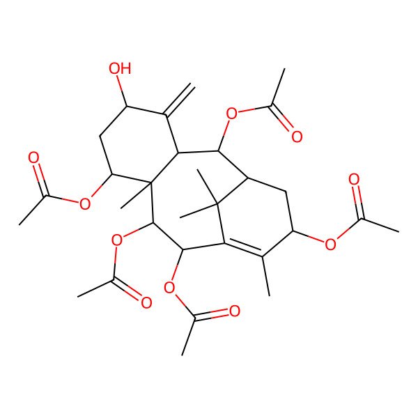 2D Structure of [(2R,3R,5S,7S,8S,9R,10R,13S)-2,7,9,10-tetraacetyloxy-5-hydroxy-8,12,15,15-tetramethyl-4-methylidene-13-tricyclo[9.3.1.03,8]pentadec-11-enyl] acetate