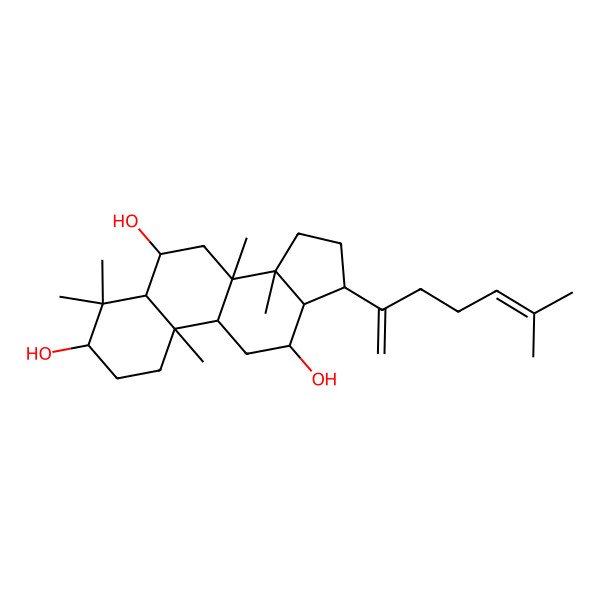 2D Structure of (3S,5R,6S,8R,9R,10R,12R,13R,14R,17S)-4,4,8,10,14-pentamethyl-17-(6-methylhepta-1,5-dien-2-yl)-2,3,5,6,7,9,11,12,13,15,16,17-dodecahydro-1H-cyclopenta[a]phenanthrene-3,6,12-triol