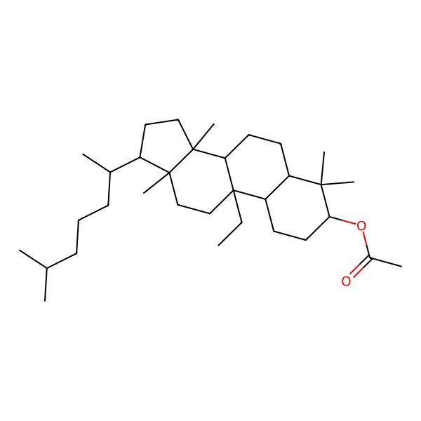2D Structure of [(3S,8R,9S,13R)-9-ethyl-4,4,13,14-tetramethyl-17-(6-methylheptan-2-yl)-2,3,5,6,7,8,10,11,12,15,16,17-dodecahydro-1H-cyclopenta[a]phenanthren-3-yl] acetate
