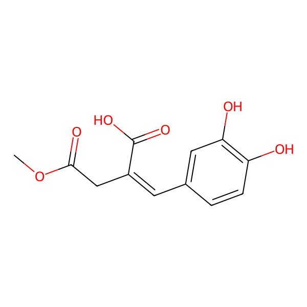 2D Structure of (2E)-2-[(3,4-dihydroxyphenyl)methylidene]-4-methoxy-4-oxobutanoic acid