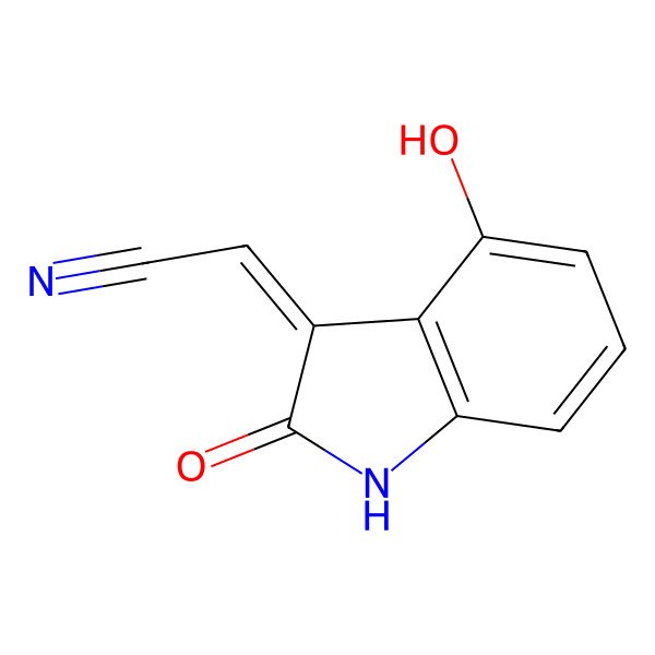 2D Structure of (2E)-2-(4-hydroxy-2-oxo-1H-indol-3-ylidene)acetonitrile 2D Structure of (2E)-2-(4-hydroxy-2-oxo-1H-indol-3-ylidene)acetonitrile