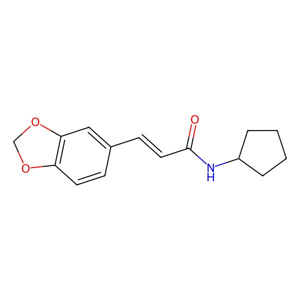 2D Structure of (2E)-3-(1,3-benzodioxol-5-yl)-N-cyclopentylprop-2-enamide