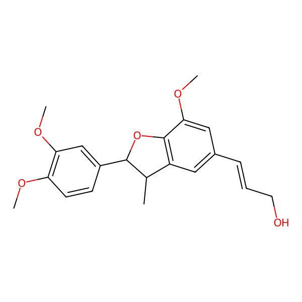 2D Structure of (2E)-3-[(2S,3S)-2-(3,4-Dimethoxyphenyl)-2,3-dihydro-7-methoxy-3-methyl-5-benzofuranyl]-2-propen-1-ol