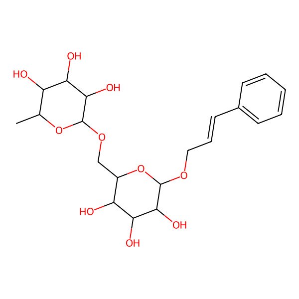 2D Structure of (2E)-3-phenyl-2-propen-1-yl-6-O-(6-deoxy-alpha-L-mannopyranosyl)-beta-D-glucopyranoside