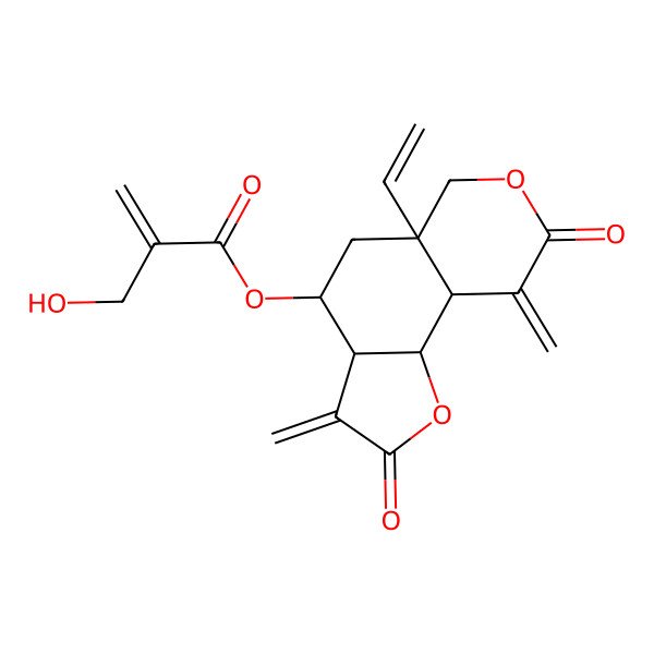 2D Structure of (5a-Ethenyl-3,9-dimethylidene-2,8-dioxo-3a,4,5,6,9a,9b-hexahydrofuro[2,3-f]isochromen-4-yl) 2-(hydroxymethyl)prop-2-enoate