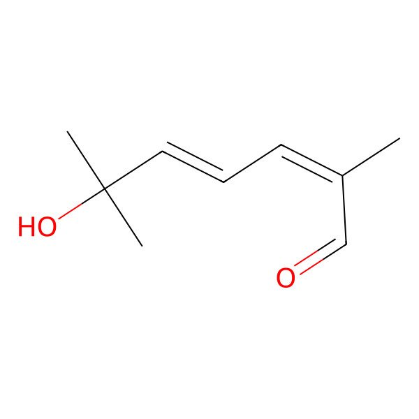 2D Structure of (2E,4E)-6-Hydroxy-2,6-dimethylhepta-2,4-dienal