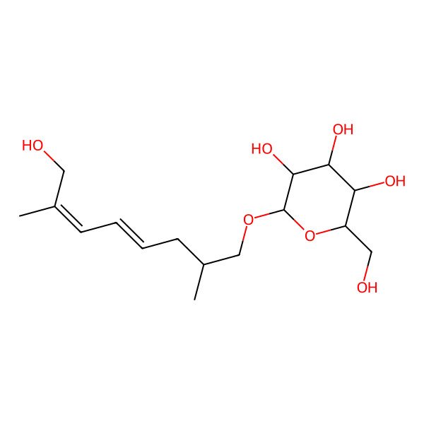 2D Structure of (2R,3R,4S,5S,6R)-2-[(2R,4E,6E)-8-hydroxy-2,7-dimethylocta-4,6-dienoxy]-6-(hydroxymethyl)oxane-3,4,5-triol