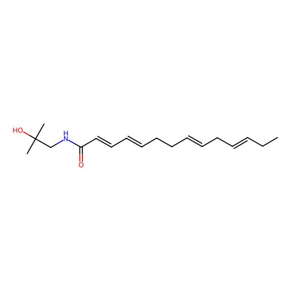 2D Structure of (2E,4E,8Z,11E)-N-(2-hydroxy-2-methylpropyl)tetradeca-2,4,8,11-tetraenamide 2D Structure of (2E,4E,8Z,11E)-N-(2-hydroxy-2-methylpropyl)tetradeca-2,4,8,11-tetraenamide