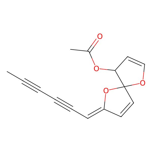2D Structure of [(2E,5R,9R)-2-hexa-2,4-diynylidene-1,6-dioxaspiro[4.4]nona-3,7-dien-9-yl] acetate
