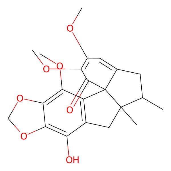 2D Structure of (12S,13R)-9-hydroxy-3,17,18-trimethoxy-12,13-dimethyl-5,7-dioxapentacyclo[10.7.0.01,15.02,10.04,8]nonadeca-2(10),3,8,15,17-pentaen-19-one