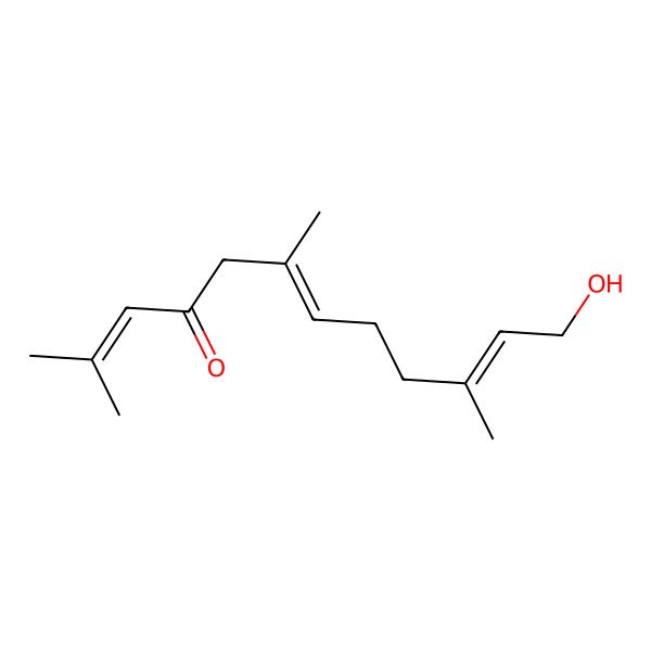2D Structure of (2E,6E)-1-Hydroxy-2,6,10-farnesatrien-9-one