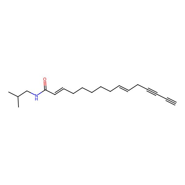 2D Structure of (2E,9Z)-N-(2-methylpropyl)pentadeca-2,9-dien-12,14-diynamide