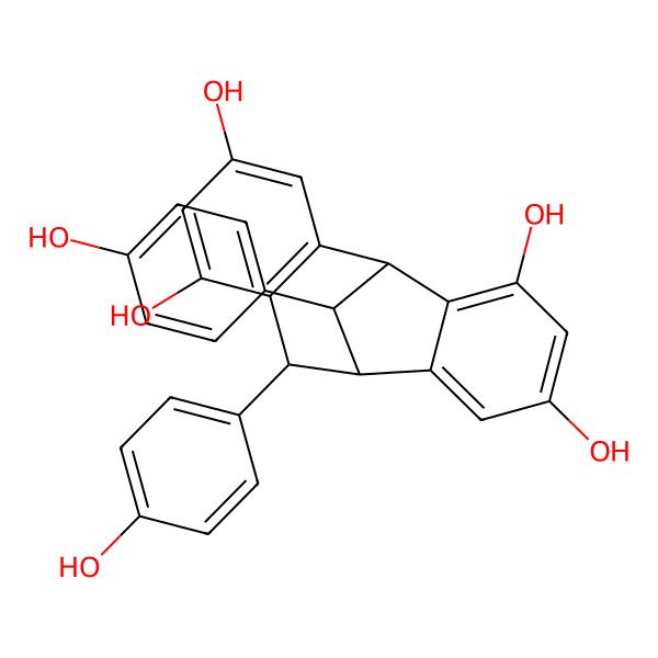 2D Structure of (1S,8R,9R,16R)-8,16-bis(4-hydroxyphenyl)tetracyclo[7.6.1.02,7.010,15]hexadeca-2(7),3,5,10(15),11,13-hexaene-4,6,12,14-tetrol