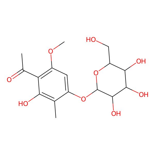 2D Structure of 2,4-Dihydroxy-6-methoxy-3-methylacetophenone-4-O-beta-D-glucopyranoside