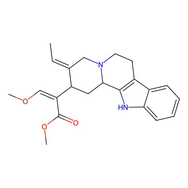 2D Structure of methyl (E)-2-[(2S,3Z,12bS)-3-ethylidene-2,4,6,7,12,12b-hexahydro-1H-indolo[2,3-a]quinolizin-2-yl]-3-methoxyprop-2-enoate