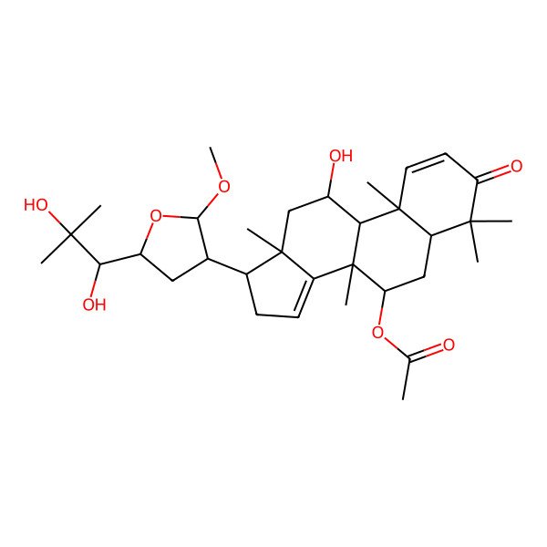 2D Structure of [(5R,7R,8R,9R,10S,11R,13S,17S)-17-[(2S,3S,5R)-5-[(1S)-1,2-dihydroxy-2-methylpropyl]-2-methoxyoxolan-3-yl]-11-hydroxy-4,4,8,10,13-pentamethyl-3-oxo-5,6,7,9,11,12,16,17-octahydrocyclopenta[a]phenanthren-7-yl] acetate