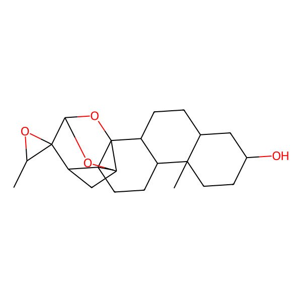 2D Structure of (1S,2R,3'S,5S,6S,9S,11R,14R,15S,17R,19R,21R)-2,3',6-trimethylspiro[16,18-dioxahexacyclo[15.3.1.02,15.05,14.06,11.015,19]henicosane-21,2'-oxirane]-9-ol