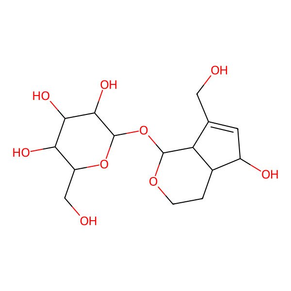 2D Structure of (2S,3R,4S,5S,6R)-2-[[(1S,4aR,5S,7aS)-5-hydroxy-7-(hydroxymethyl)-1,3,4,4a,5,7a-hexahydrocyclopenta[c]pyran-1-yl]oxy]-6-(hydroxymethyl)oxane-3,4,5-triol