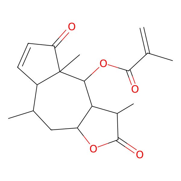 2D Structure of [(1S,3aR,5aR,8aR,9R)-1,5,8a-trimethyl-2,8-dioxo-3a,4,5,5a,9,9a-hexahydro-1H-azuleno[6,5-b]furan-9-yl] 2-methylprop-2-enoate