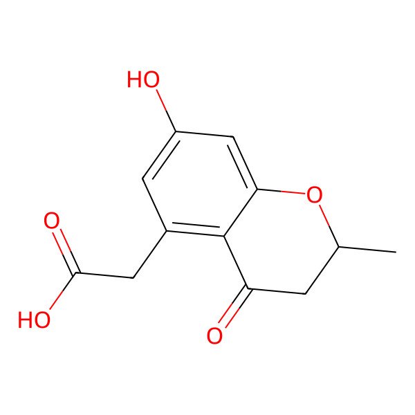 2D Structure of 2H-1-Benzopyran-5-acetic acid, 3,4-dihydro-7-hydroxy-2-methyl-4-oxo-, (S)-