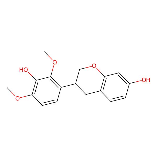 2D Structure of 2H-1-Benzopyran-7-ol, 3,4-dihydro-3-(3-hydroxy-2,4-dimethoxyphenyl)-, (3R)-