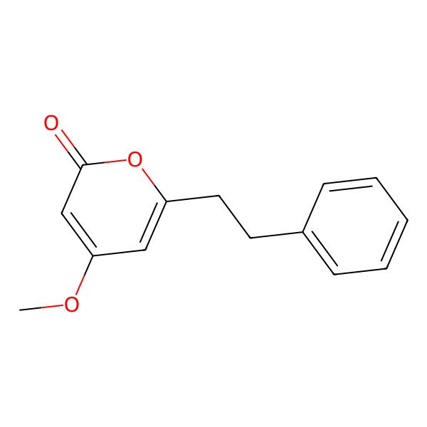 2D Structure of 2H-Pyran-2-one, 4-methoxy-6-(2-phenylethyl)-