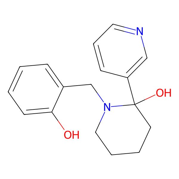 2D Structure of (2R)-1-[(2-hydroxyphenyl)methyl]-2-pyridin-3-ylpiperidin-2-ol