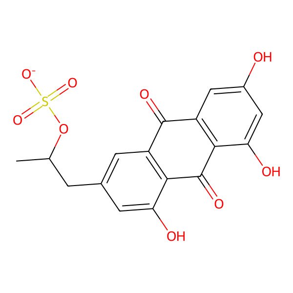 2D Structure of [(2R)-1-(4,5,7-trihydroxy-9,10-dioxoanthracen-2-yl)propan-2-yl] sulfate