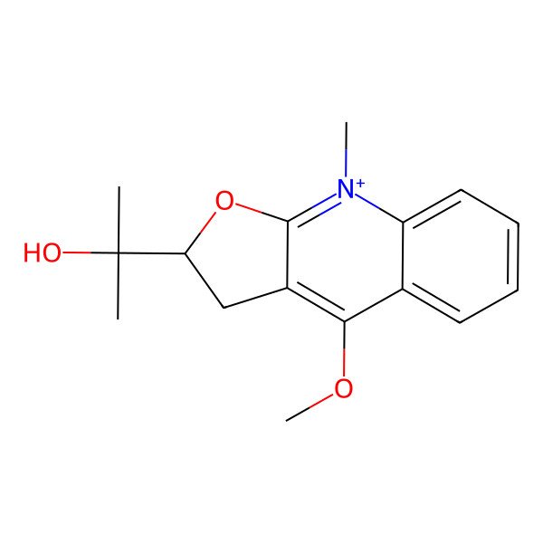 2D Structure of (2R)-2-(1-Hydroxy-1-methylethyl)-2,3-dihydro-4-methoxy-9-methylfuro[2,3-b]quinoline-9-ium