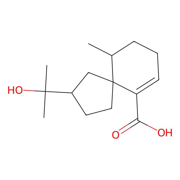 2D Structure of (2r)-2-(2-Hydroxypropan-2-yl)-10-methylspiro[4.5]dec-6-ene-6-carboxylic acid