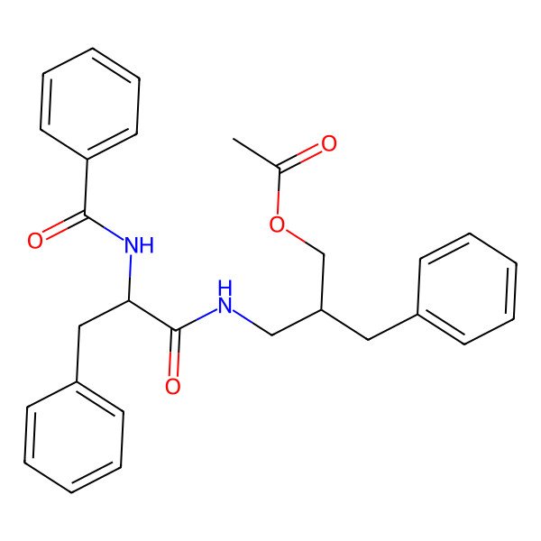 2D Structure of [(2R)-2-[[[(2S)-2-benzamido-3-phenylpropanoyl]amino]methyl]-3-phenylpropyl] acetate