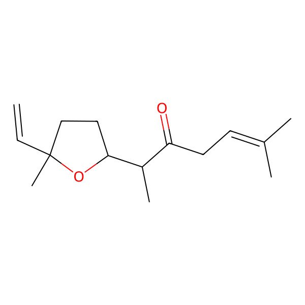 2D Structure of (2R)-2-[(2S,5R)-5-ethenyl-5-methyloxolan-2-yl]-6-methylhept-5-en-3-one