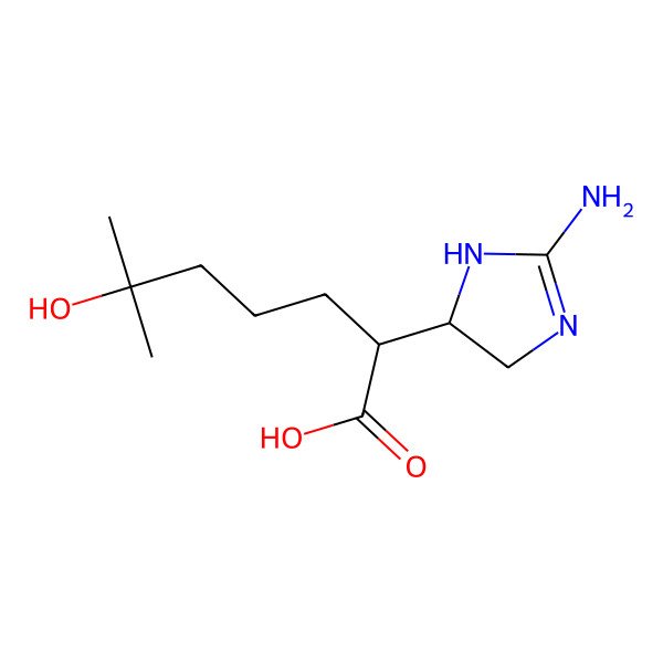 2D Structure of (2R)-2-[(5R)-2-amino-4,5-dihydro-1H-imidazol-5-yl]-6-hydroxy-6-methylheptanoic acid