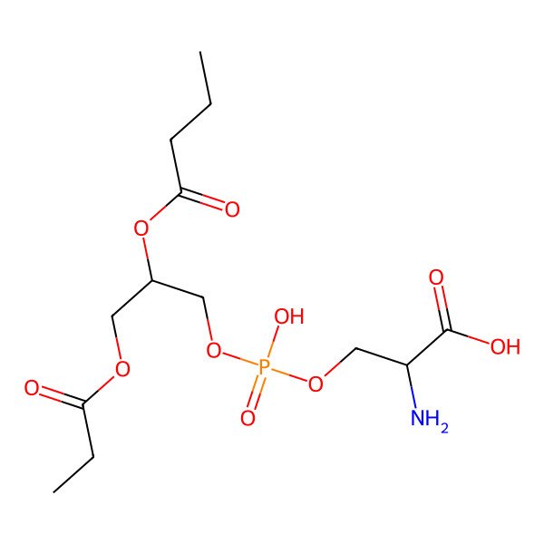 2D Structure of (2R)-2-amino-3-[[(2R)-2-butanoyloxy-3-propanoyloxypropoxy]-hydroxyphosphoryl]oxypropanoic acid