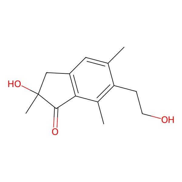 2D Structure of (2R)-2-hydroxy-6-(2-hydroxyethyl)-2,5,7-trimethyl-3H-inden-1-one
