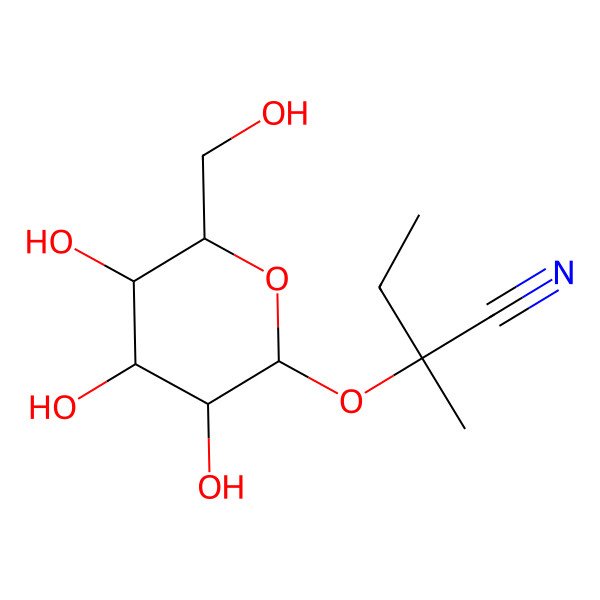 2D Structure of (2R)-2-methyl-2-[(3R,4S,5S,6R)-3,4,5-trihydroxy-6-(hydroxymethyl)oxan-2-yl]oxybutanenitrile