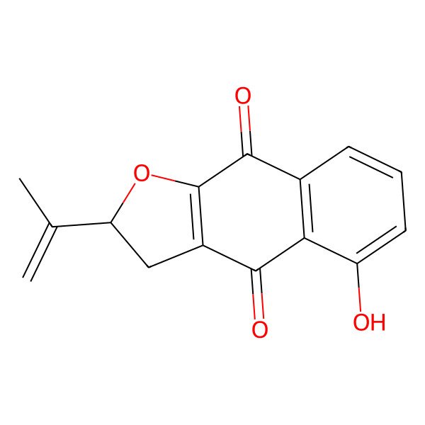 2D Structure of (2R)-2,3-Dihydro-2-(1-methylethenyl)-5-hydroxynaphtho[2,3-b]furan-4,9-dione