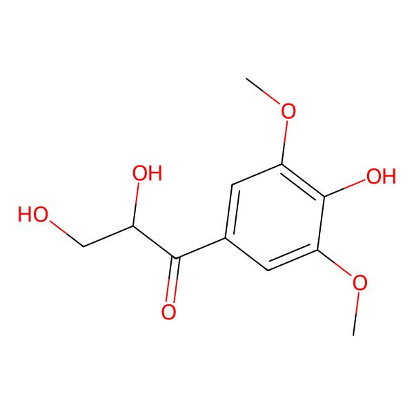 2D Structure of (2R)-2,3-dihydroxy-1-(4-hydroxy-3,5-dimethoxyphenyl)propan-1-one