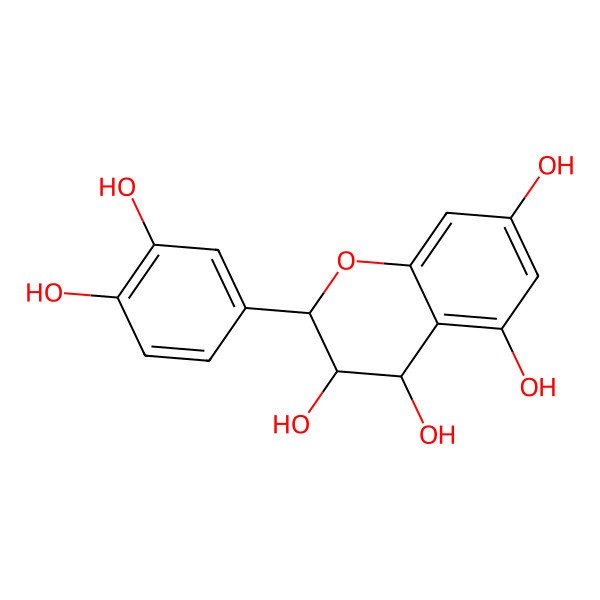 2D Structure of (2R)-2alpha-(3,4-Dihydroxyphenyl)-3,4-dihydro-2H-1-benzopyran-3alpha,4alpha,5,7-tetrol