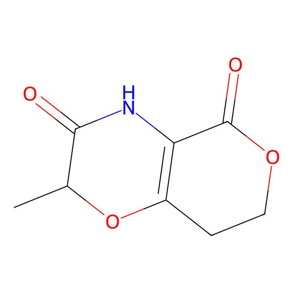 2D Structure of (2R)-2alpha-Methyl-3,4,7,8-tetrahydro-2H,5H-pyrano[4,3-b]-1,4-oxazine-3,5-dione