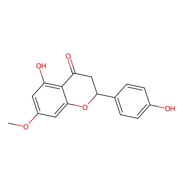 2D Structure of (2R)-5-hydroxy-2-(4-hydroxyphenyl)-7-methoxy-2,3-dihydrochromen-4-one