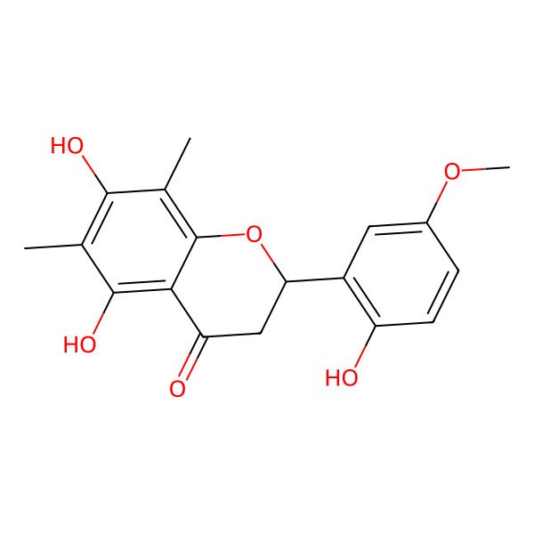 2D Structure of (2R)-5,7-dihydroxy-2-(2-hydroxy-5-methoxy-phenyl)-6,8-dimethyl-chroman-4-one
