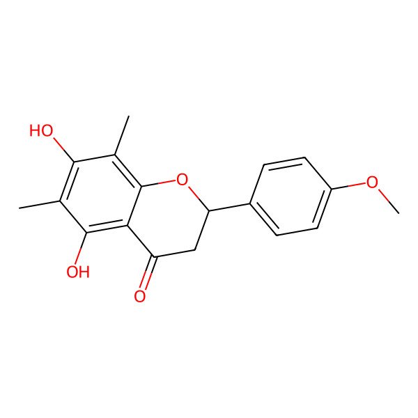 2D Structure of (2R)-5,7-dihydroxy-2-(4-methoxyphenyl)-6,8-dimethyl-chroman-4-one
