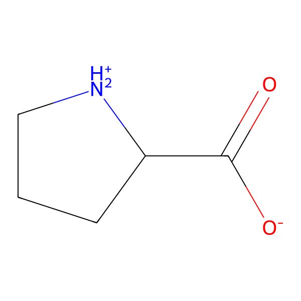 2D Structure of (2R)-pyrrolidinium-2-carboxylate