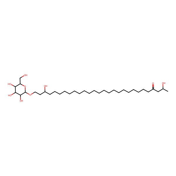 2D Structure of (2R,26R)-2,26-dihydroxy-28-[(2S,3S,4S,5S,6R)-3,4,5-trihydroxy-6-(hydroxymethyl)oxan-2-yl]oxyoctacosan-4-one