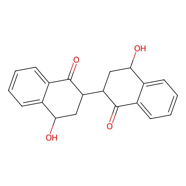 2D Structure of (2R,2'R,4R,4'R)-4,4'-dihydroxy-3,3',4,4'-tetrahydro-2,2'-binaphthalene-1,1'(2H,2'H)-dione